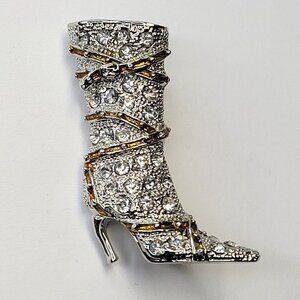 Silver Boots Brooch Pin